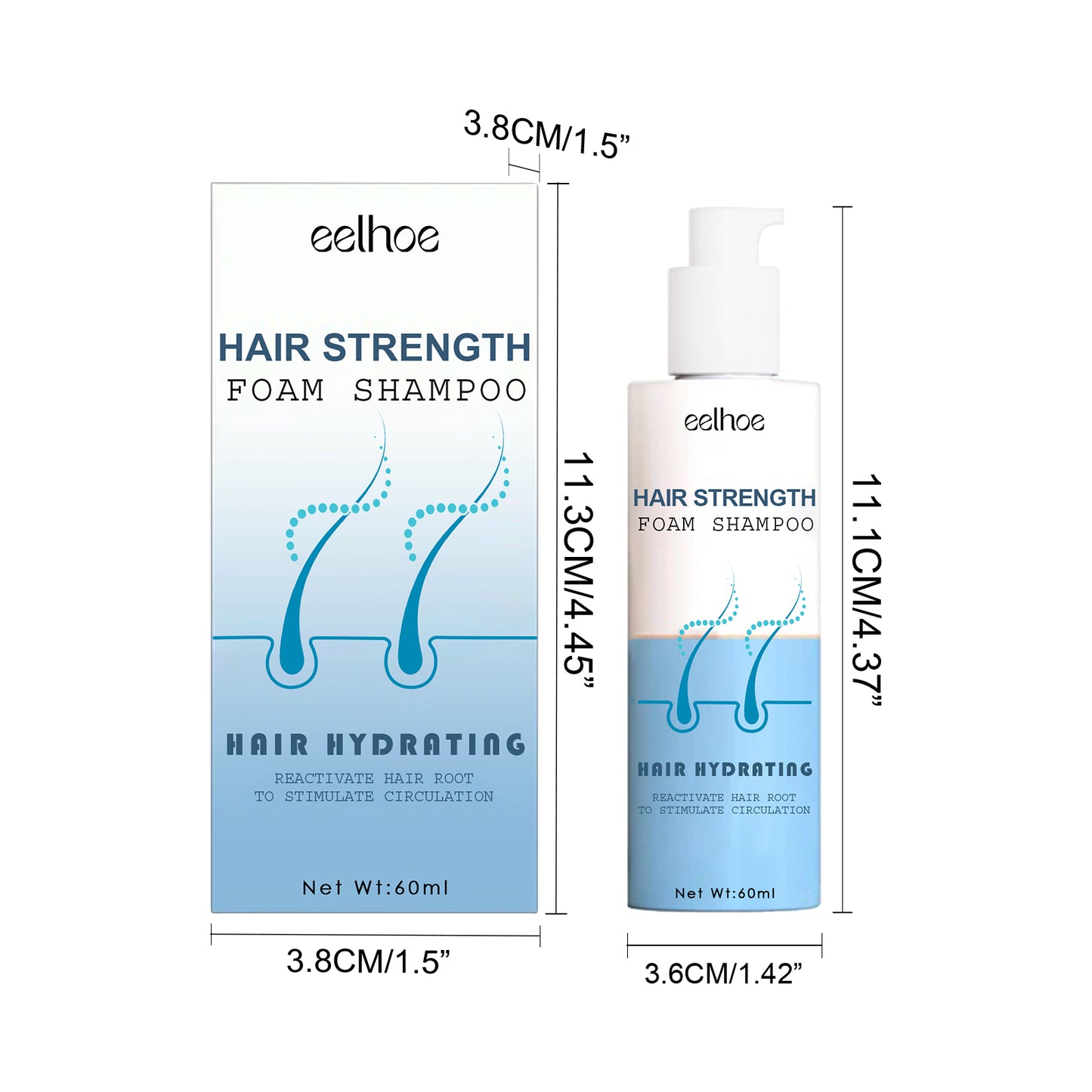 EELHOE Thick Hair Foam Shampoo Cleansing Scalp Moisturizing Volumizing Hair Strengthening Fluffy Smooth Shampoo
